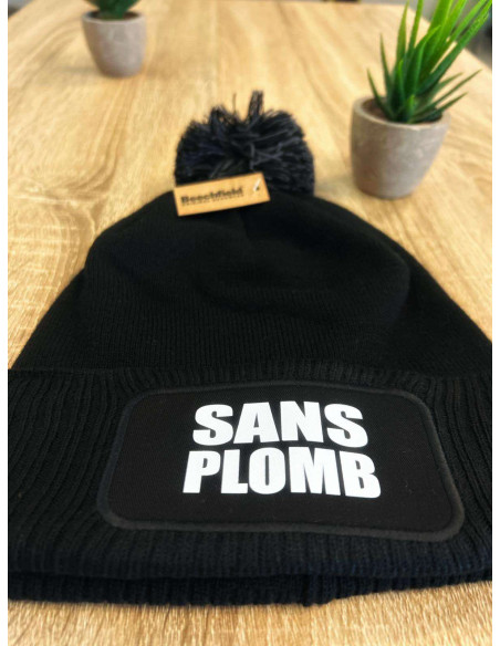 Bonnet élastique unisexe Sans Plomb Noir Avec Pompon